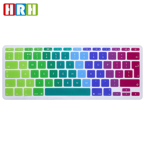 Hot on Amazon Silicone Rainbow English Keyboard Protective Film custom keyboard skin for macbook 11 cover Inch