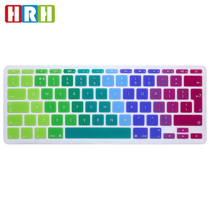Hot on Amazon Silicone Rainbow English Keyboard Protective Film custom keyboard skin for macbook 11 cover Inch