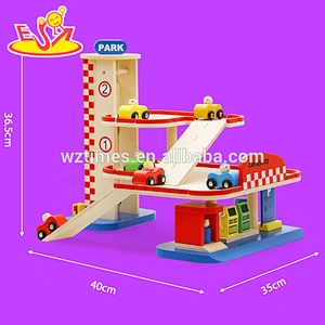Wholesale hot sale kids wooden parking garage high quality baby wooden parking garage W04B031