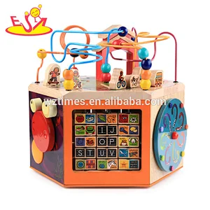 Wholesale fashion popular six sided wooden activity cube toy for children W11B160