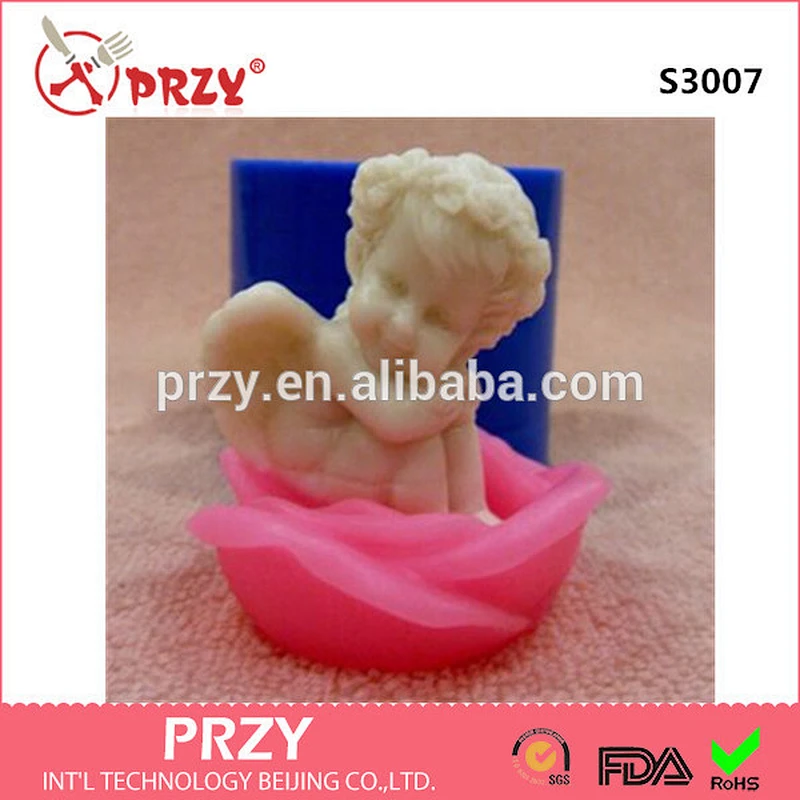 Angel sitting on a flower silicone mold for soap and candles making mould