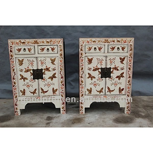 Chinese Antique Painted Flower Bedside cabinet