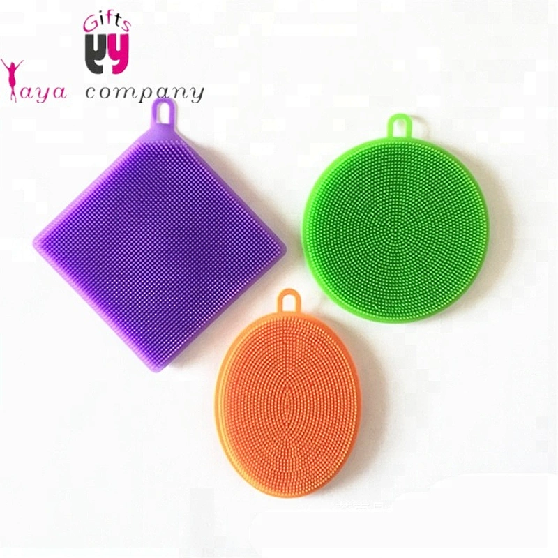 Antibacterial 3 Pack Silicone Dish Washing Scrubber For Kitchen Wash