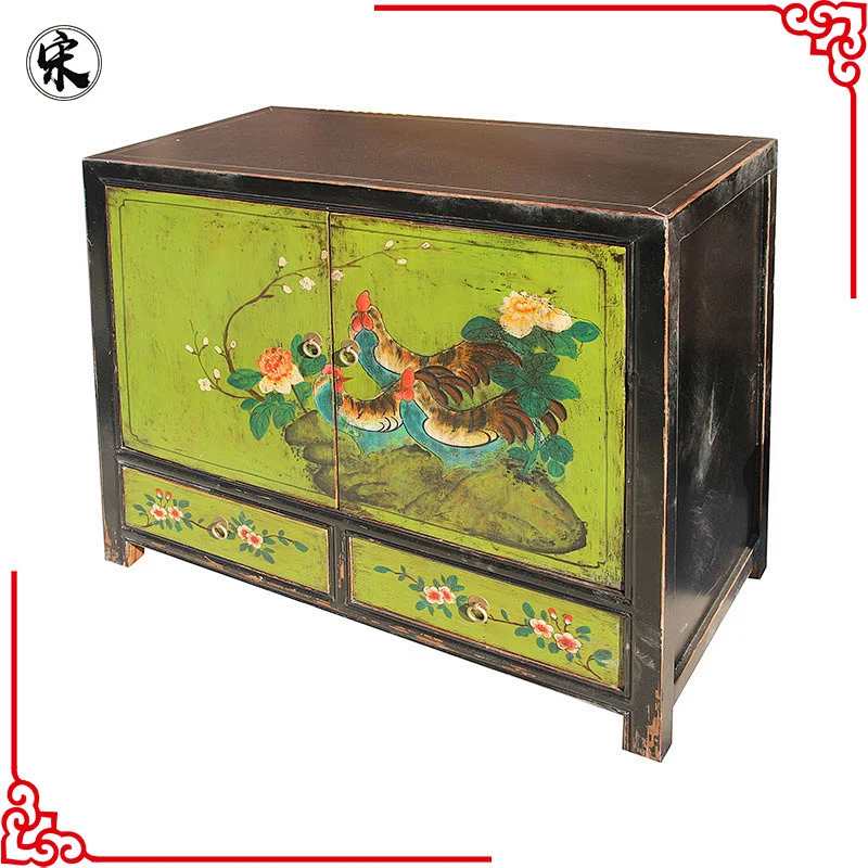 Chinese solid wood pine painted furniture for stores use