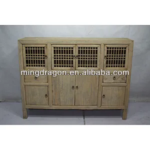 Chinese antique natural reclaimed wood rustic style kitchen cabinet
