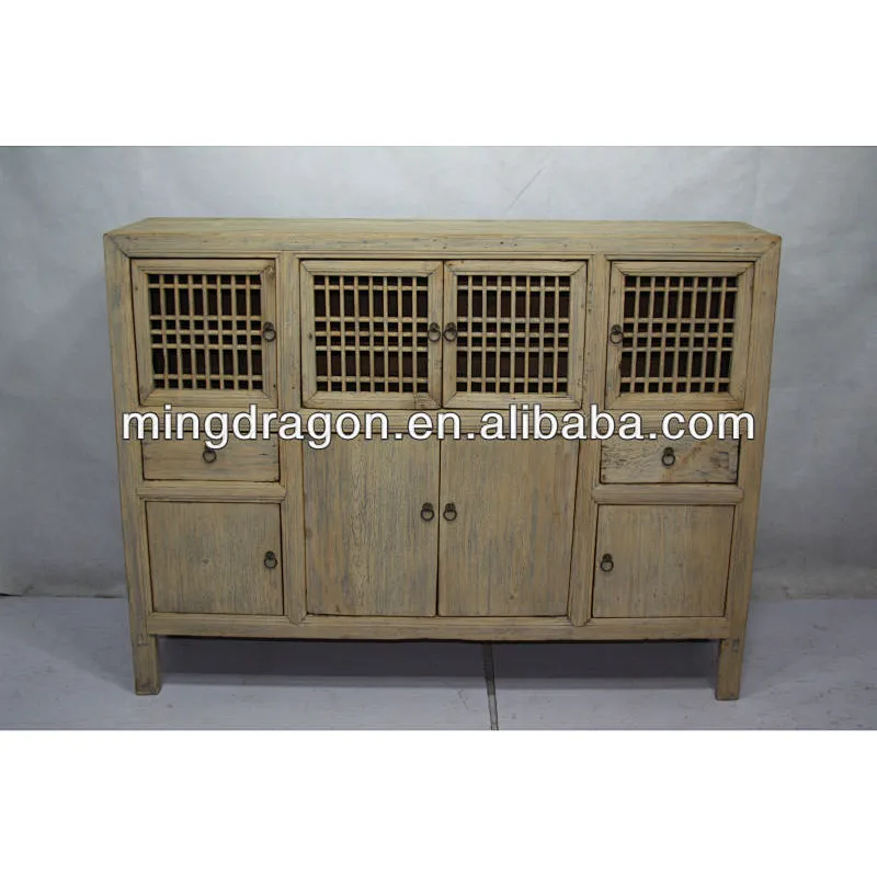 Chinese antique natural reclaimed wood rustic style kitchen cabinet