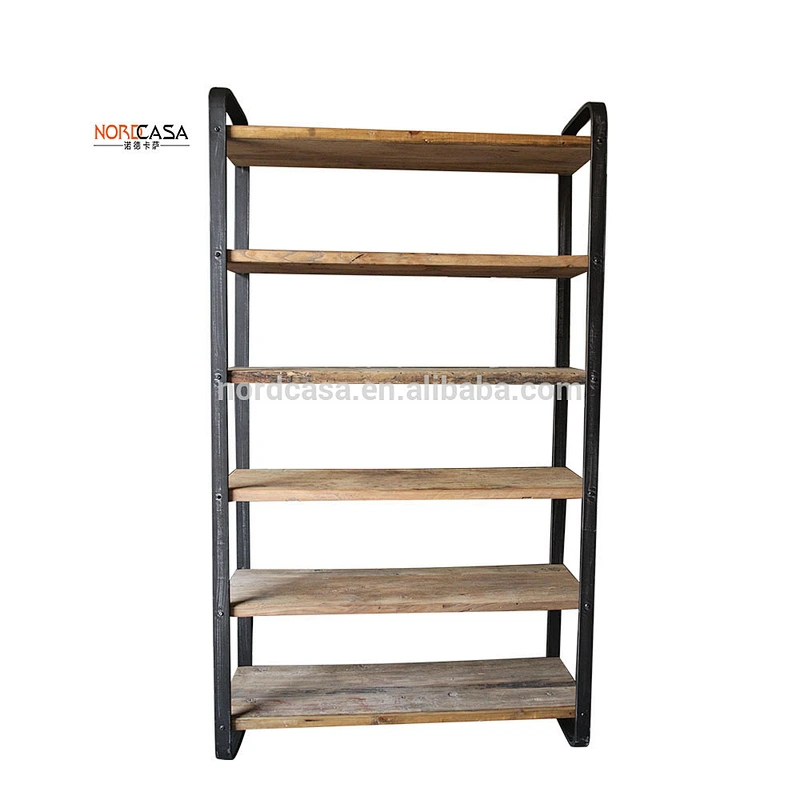 living room furniture industrial bookshelf with solid wood shelf
