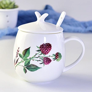 Customized logo specific style glaze paint of green flower for afternoon tea