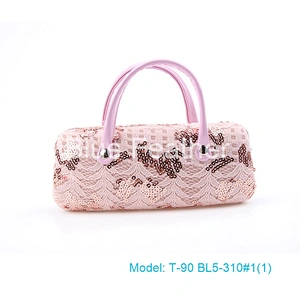 Glitter PU leather eyewear optical glasses case sunglass case with handle