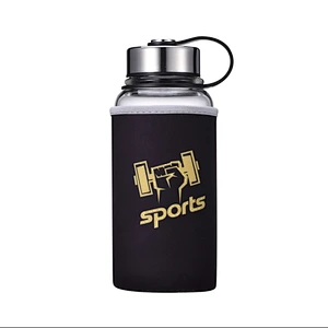 Best selling Products Sport Mug Reusable Water Coffee Milk Cup Glass Water Bottle with Anti-heat Protective Sleeve