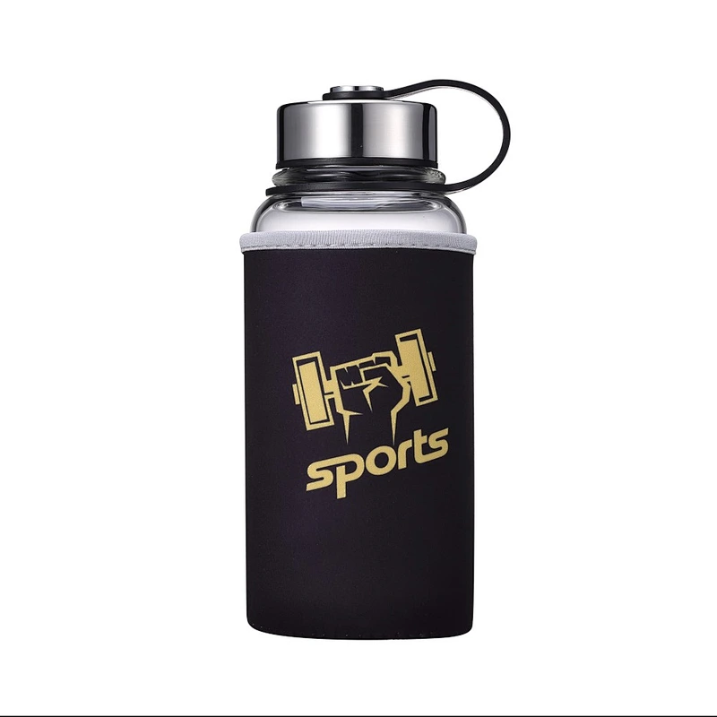 Best selling Products Sport Mug Reusable Water Coffee Milk Cup Glass Water Bottle with Anti-heat Protective Sleeve