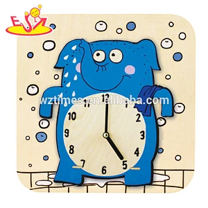 2018 wholesale toddlers educational wooden alarm clock puzzle new design wooden alarm clock puzzle for sale W14K013
