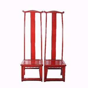 chinese antique high back high glossy chair