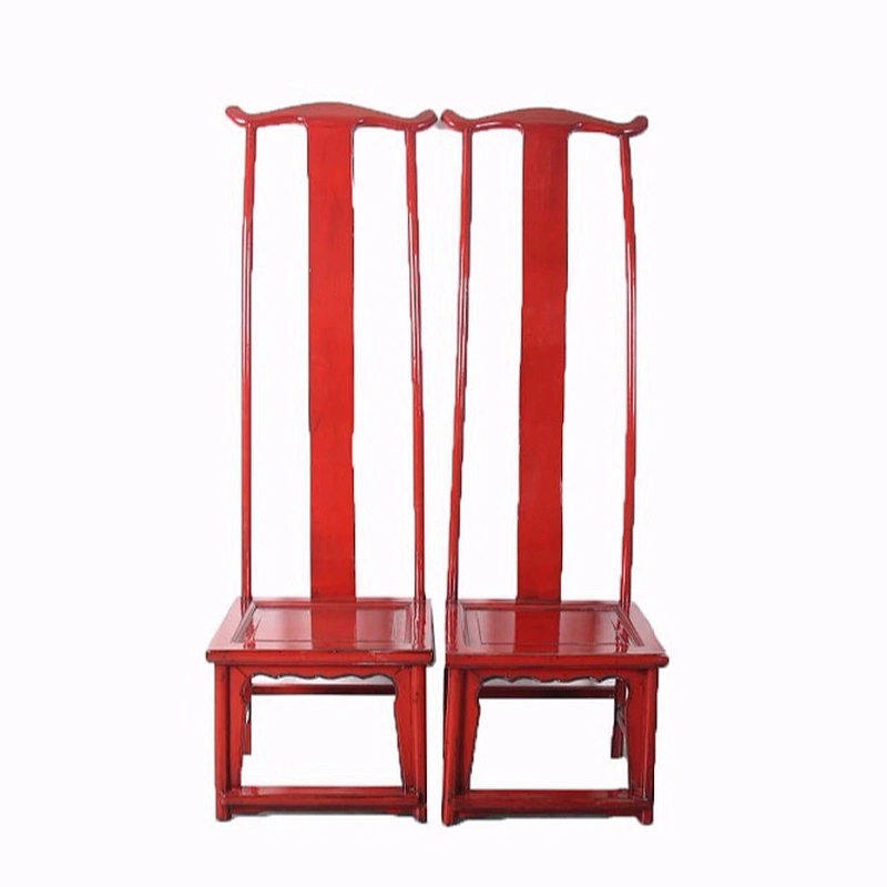 chinese antique high back high glossy chair