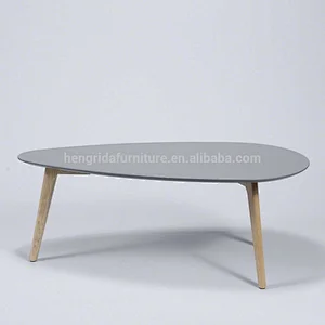 scandinavian solid oak wood grey triangle side table with MDF top