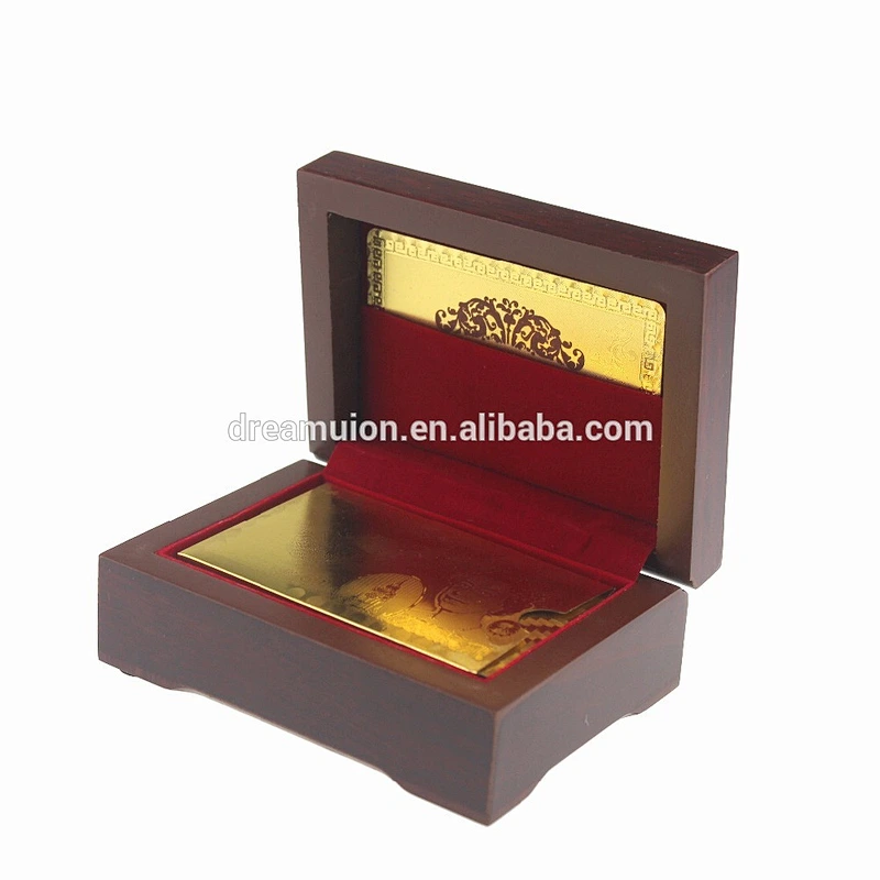 Fashion 24K Karat Gold Plated Poker Set Playing Card +Nice Wood Box &Certificate