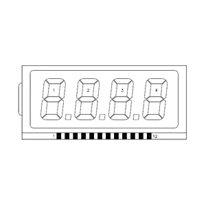 very small 4 digits 7 segment custom tn lcd display