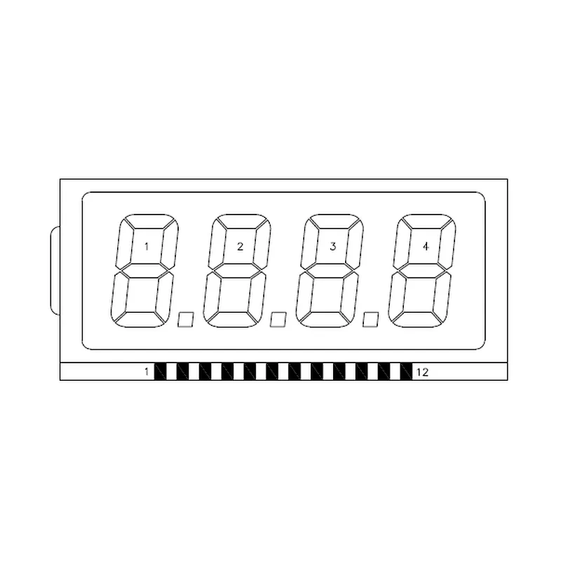 very small 4 digits 7 segment custom tn lcd display