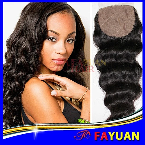Top quality size 4 X4 Whoelsale Pervuaina virgin hair silk base free part closure