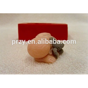 Baby with a bunny silicone mold for baby soap and candles making mould molds
