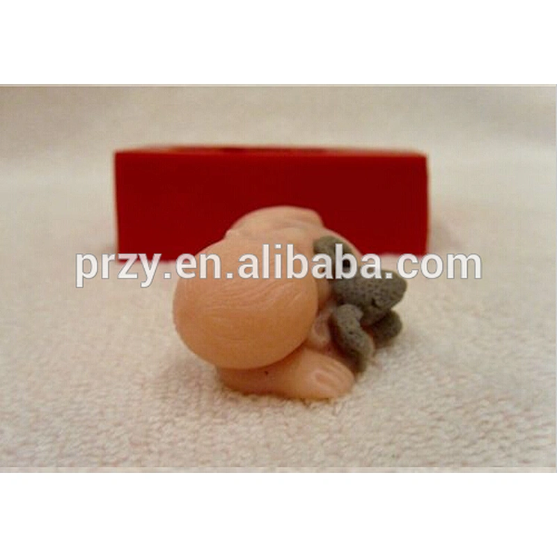 Baby with a bunny silicone mold for baby soap and candles making mould molds
