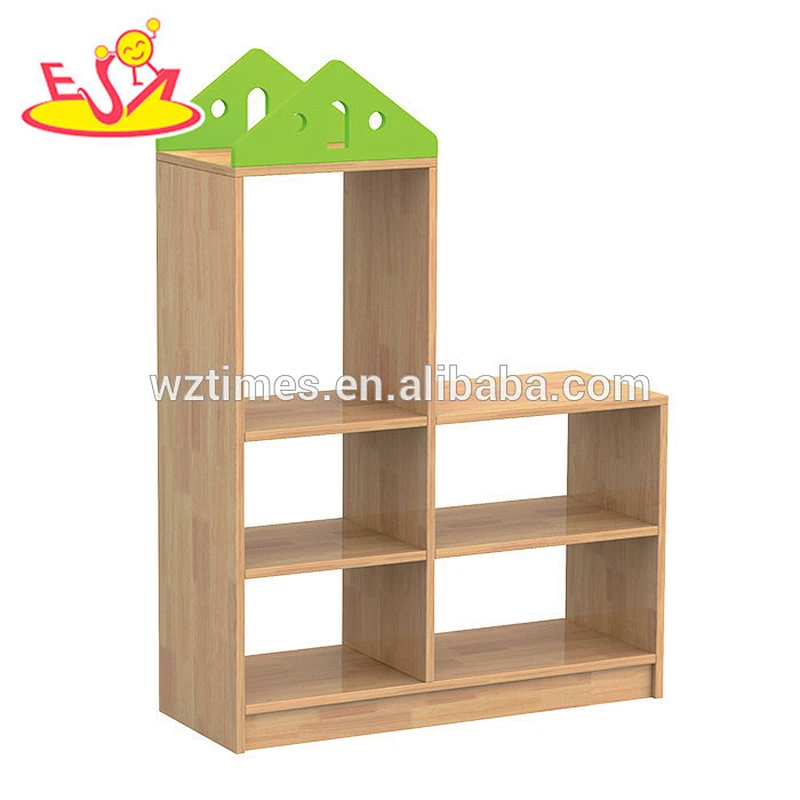 Wholesale nursery school storage shelf wooden toy shop high quality kids play wooden toy shop W08C197