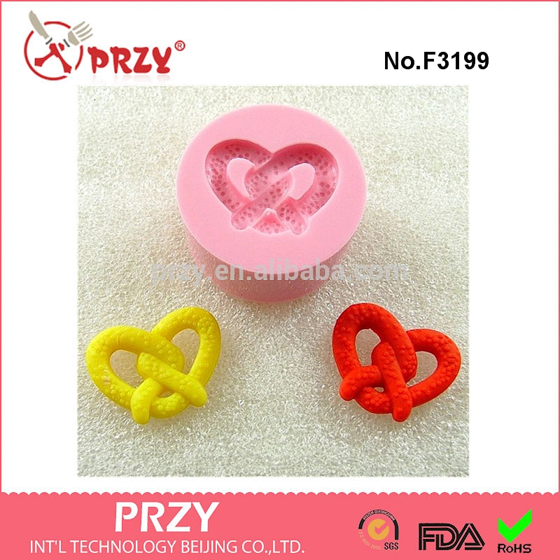 F3199 Pretzel Kawaii Mold/Mould 16mm Flexible Silicone Resin Mold Polymer Clay Scrapbooking Mould