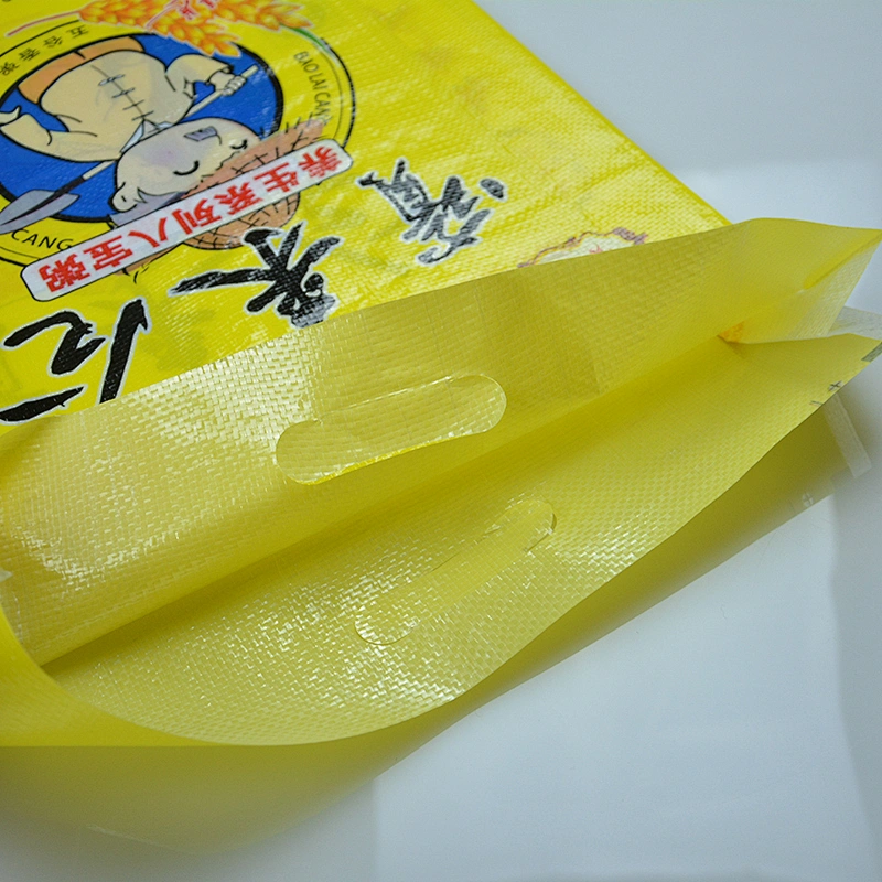 Wholesale transparent pp woven 12.5kg Rice Packing Bag with D Handle