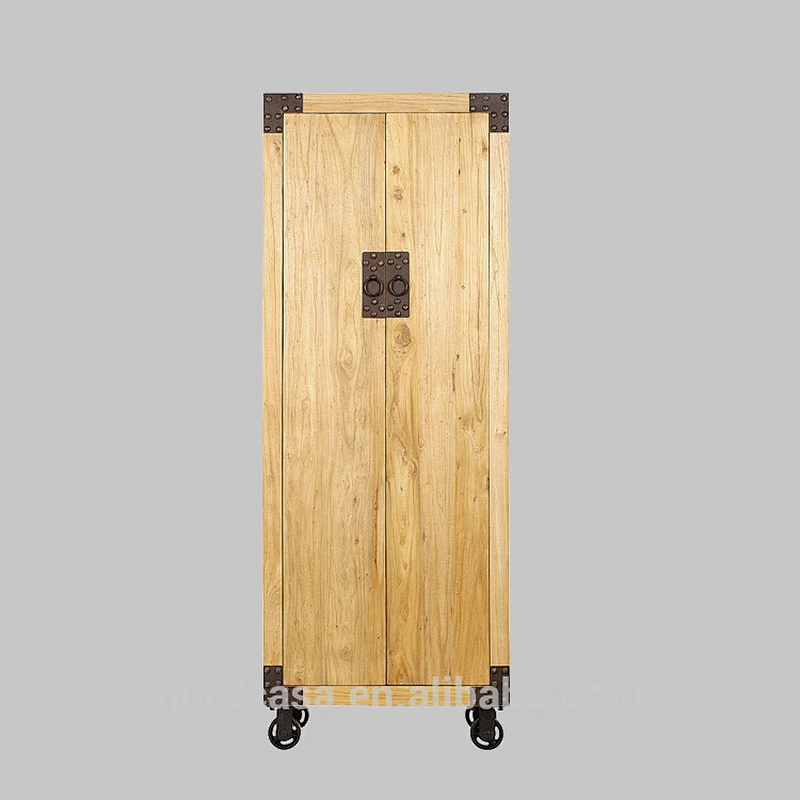 vintage industrial wood color recycle elm wood chinese tall cabinet