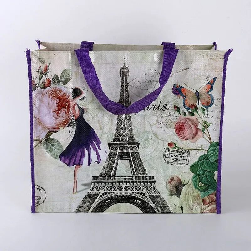 Wholesale color printing Eiffel Tower non-woven handbag