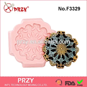 F3329 Scroll Work Medallion Silicone Mold- Cake Decorating Mold Fondant Gum Paste Chocolate Craft Jewelry Mold