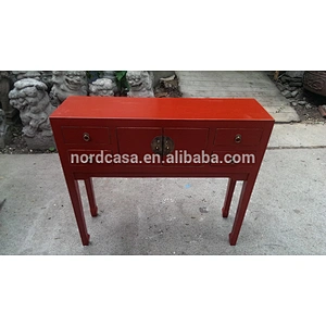 Hotel Red Chinese Console Table Hand Painted Drawer Console Antique Red Wooden Table