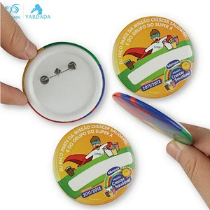 Low price cheap fashion gifts tinplate plastic button badge