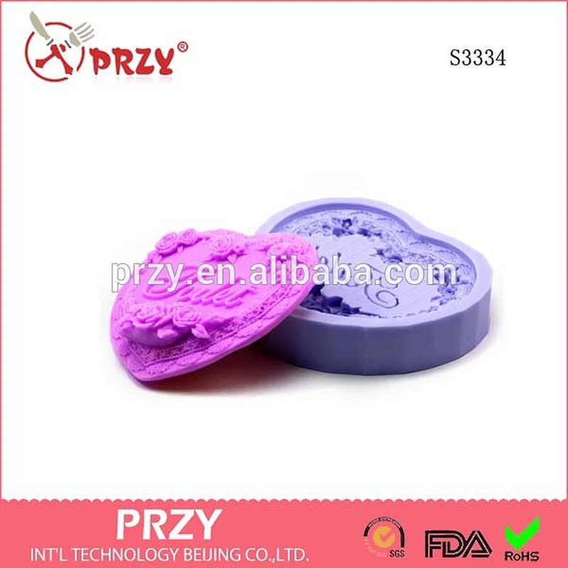 S3334 Beijing heart flower handmade soap mould for toilet heart silicone mould for soap