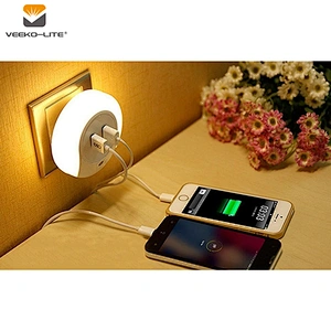 WALL PLUG 6PCS LED LIGHT 2 USB CHARGER OUTLET PORT SMARTPHONE WALL SOCKET SENSOR NIGHT LIGHT