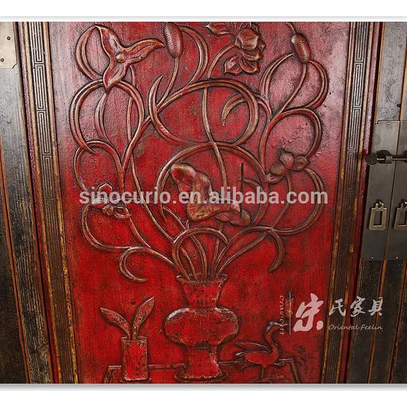 Chinese antique reproduction furniture wholesale carving clothes closet bedroom wardrobes