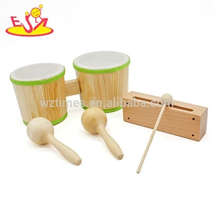 New hottest music toys wooden baby drum set for education W07A075