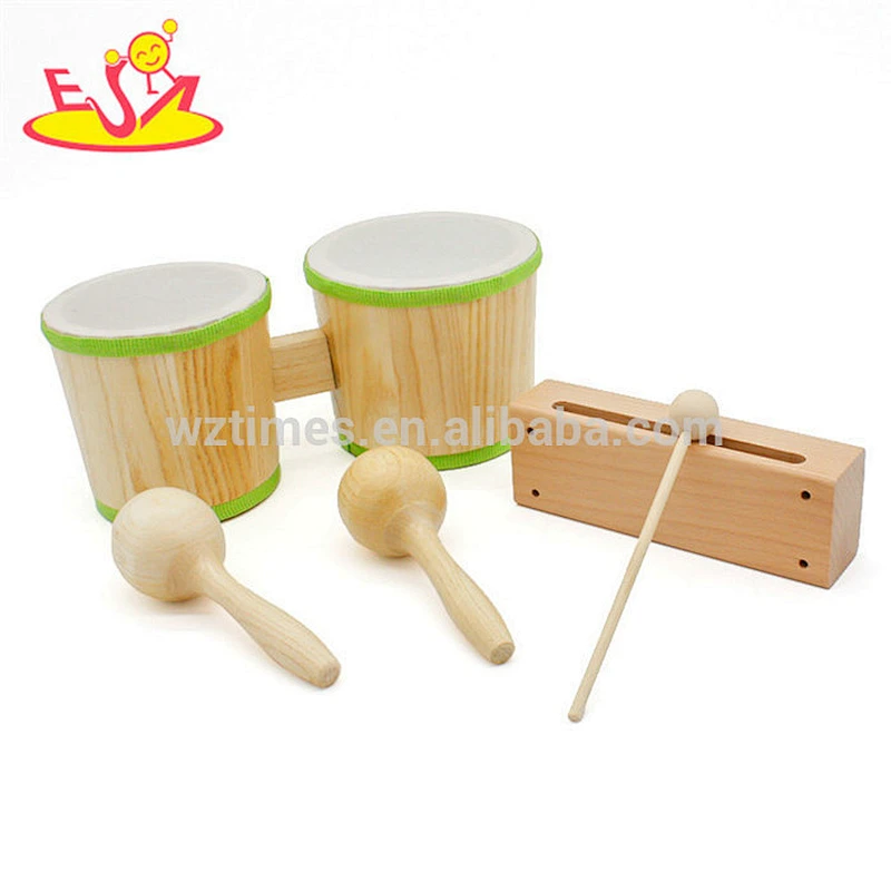 New hottest music toys wooden baby drum set for education W07A075