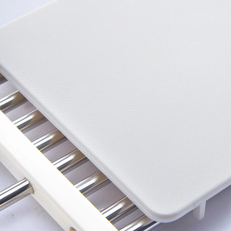 Modern kitchen small metal chrome stainless steel plastic dish drainer over the sink