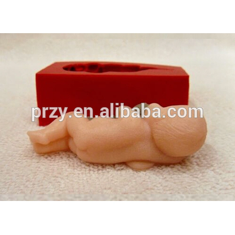 Baby with a bunny silicone mold for baby soap and candles making mould molds