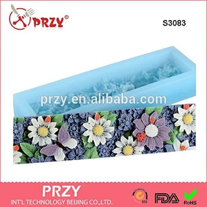 Flower rectangle soap mold /handmade decorative molds/ toast baking mold