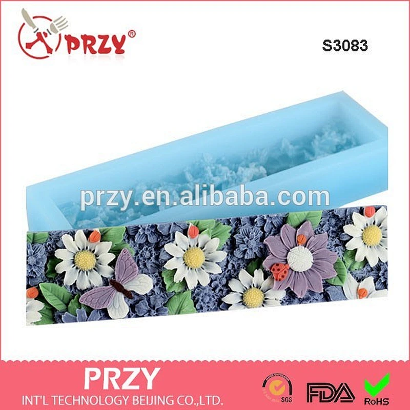 Flower rectangle soap mold /handmade decorative molds/ toast baking mold