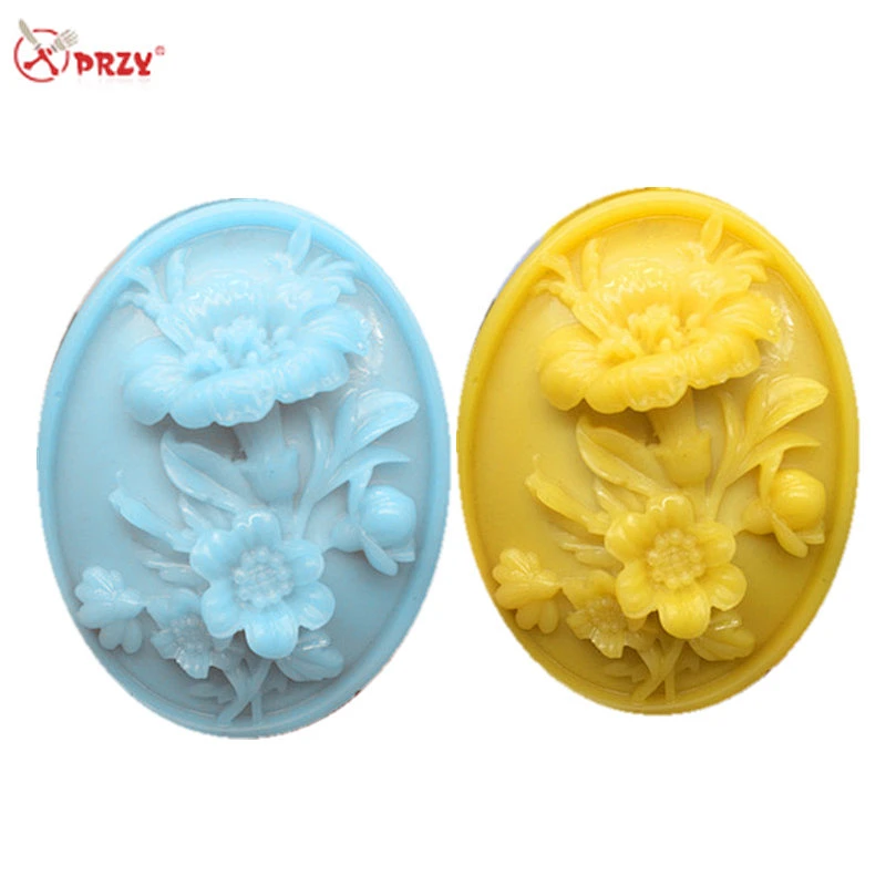 S8228 Oval soaps Molds holder flower 3D food grade Silicone Soap mold handmade soap molds