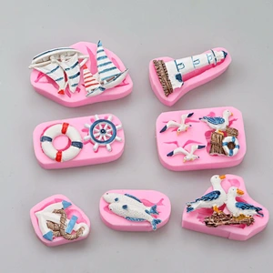 S9168 Marine theme food grade fondant molds,3D Silicone Fondant Mold Cake Decoration Tool Food Grad decoration candy mold