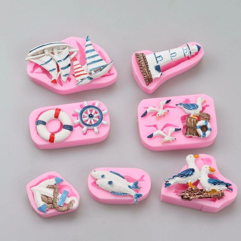 S9168 Marine theme food grade fondant molds,3D Silicone Fondant Mold Cake Decoration Tool Food Grad decoration candy mold