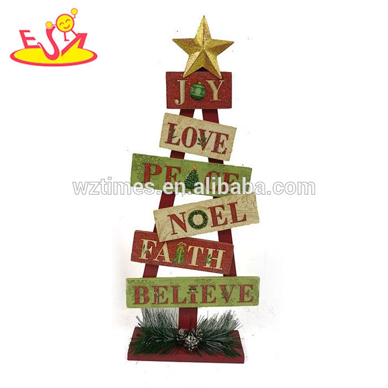 Wholesale fashion vertical wooden christmas tree shape decoration used in home W09D040