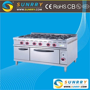 Commercial indoor stainless steel free standing induction 6 burner cooker gas range with gas stove oven