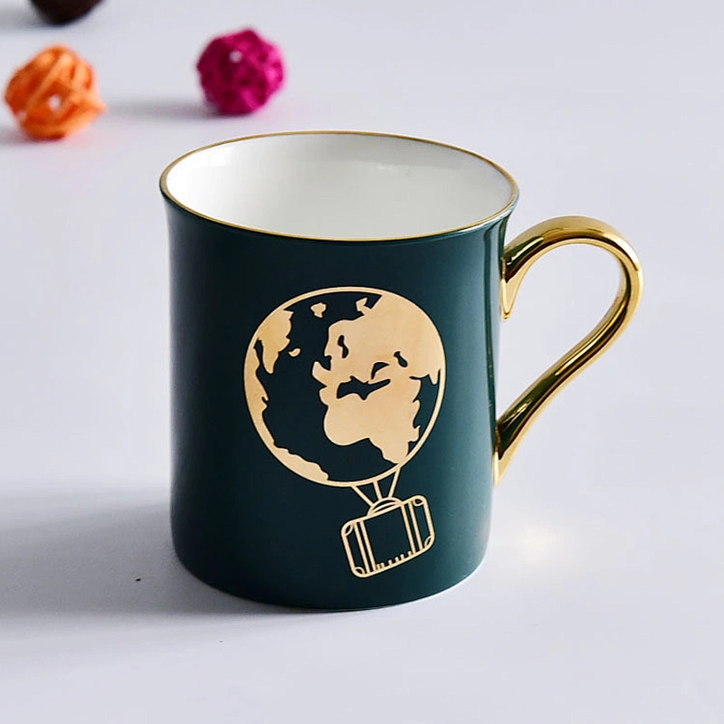 Wholesale Creative Ceramic Mug With Fashionable Golden Handle  Coffee Cup For Supermarket