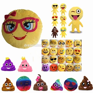 Home Sofa Decor Emoji Emoticon Cushion Key ring Plush Toys Yellow Face Round