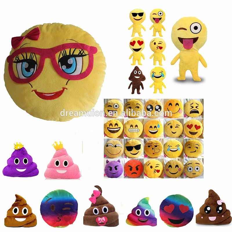 Home Sofa Decor Emoji Emoticon Cushion Key ring Plush Toys Yellow Face Round